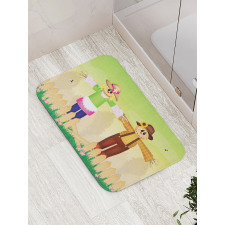 Cartoon in Garden Bath Mat