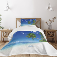 Lagoon Palm Leaf Clouds Bedspread Set