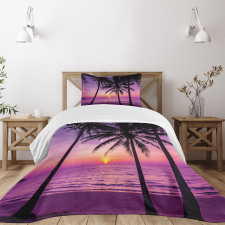 Palms Silhouette Purple Bedspread Set