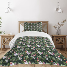 Exotic Flamingo Bouquet Bedspread Set