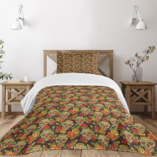 Diamond Flowers Leaves Bedspread Set