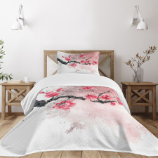 Watercolor Floral Art Bedspread Set