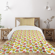 Watercolor Citrus Pomegranate Bedspread Set