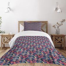 Highly Ornamented Floral Bedspread Set