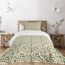 Detailed Colored Foods Bedspread Set