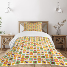 Foods in Vivid Squares Bedspread Set