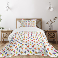 Spring Art Various Flowers Bedspread Set