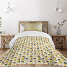 Flowers and Symmetric Leaves Bedspread Set