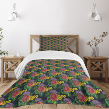 Tropical Leaf Jungle Flowers Bedspread Set