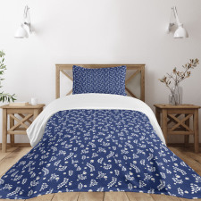 Simple Flowers Leaves Bedspread Set