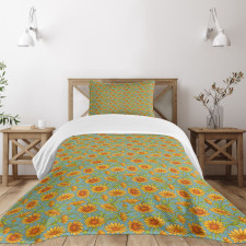 Calendula Flowers Cartoon Bedspread Set