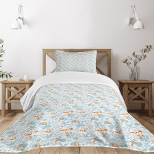 Fall Leaves Mushrooms Bedspread Set