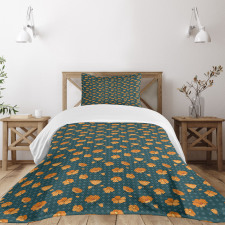 Petal and Buds on Polka Dots Bedspread Set