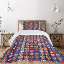 Colorful Hearts Art Bedspread Set