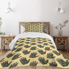 Oriental Motifs on Hand Bedspread Set