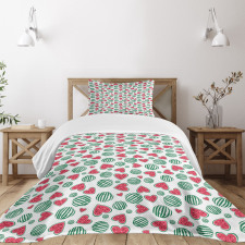 Watermelon Fruit Heart Slices Bedspread Set