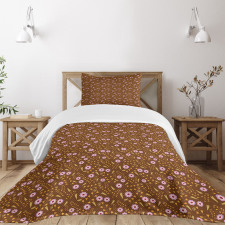 Heart Leaves Flowers Bedspread Set