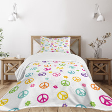 Old Peace Sign Bedspread Set