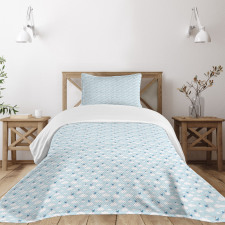 Clouds and Storks in Sky Bedspread Set