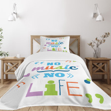 No Music, No Life Slogan Bedspread Set