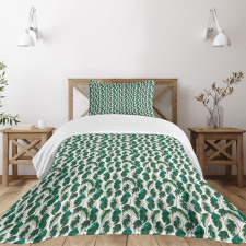 Tropic Forest Leaf Motif Bedspread Set