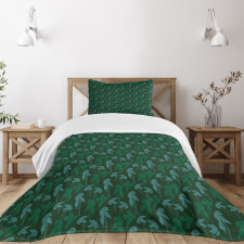 Growth Jungle Leaves Motif Bedspread Set