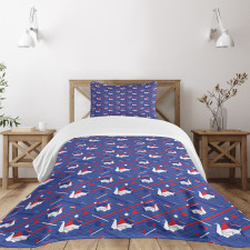 Origami Swans Seigaiha Waves Bedspread Set