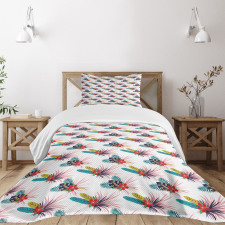 Tropical Leaves Wild Flower Bedspread Set