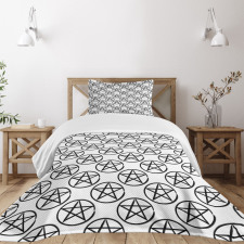 Pentagram Star in Circle Bedspread Set