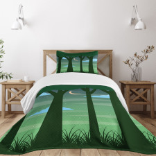 Dreamy Forest at Night Bedspread Set