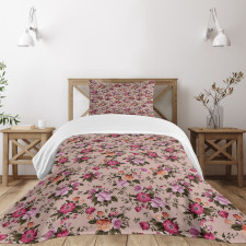 Floral Pattern with Rose Bedspread Set