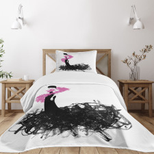 Woman with Gown and Boa Bedspread Set