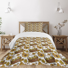 Chickens in Baskets Bedspread Set