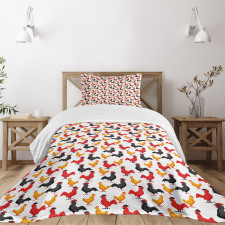 Farm Animal Bird Pattern Bedspread Set
