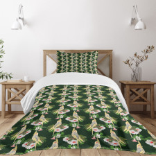 Parrot and Exotic Flora Bedspread Set