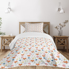 Animal Head and Colorful Flower Bedspread Set