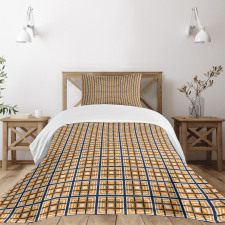 Modern Geometric Art Grid Bedspread Set