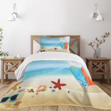 Sand Beach Surfboard Bedspread Set