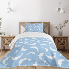 Pattern with Dolphins Bedspread Set