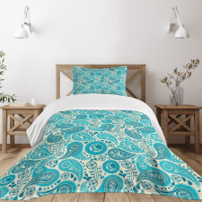 Paisley Blue Flowers Bedspread Set