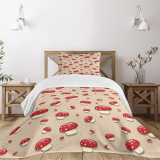 Cartoon Mushrooms Bedspread Set