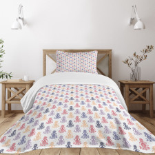 Woman Shape Floral Motif Bedspread Set