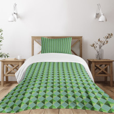 Modernistic Squares Bedspread Set