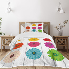 Vivid Petals on Stripe Bedspread Set