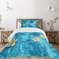 Frangipani Flower Aqua Bedspread Set