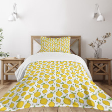 Citrus Fruits Leaves Art Bedspread Set