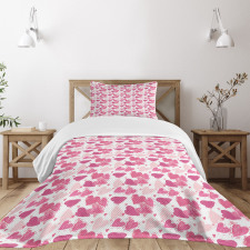 Hand Paint Hearts Bedspread Set