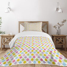 Colorful Happy Eggs and Dots Bedspread Set