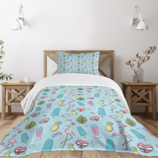 Popsicle Flamingo Pineapple Bedspread Set