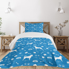 Dogs and Items Bedspread Set